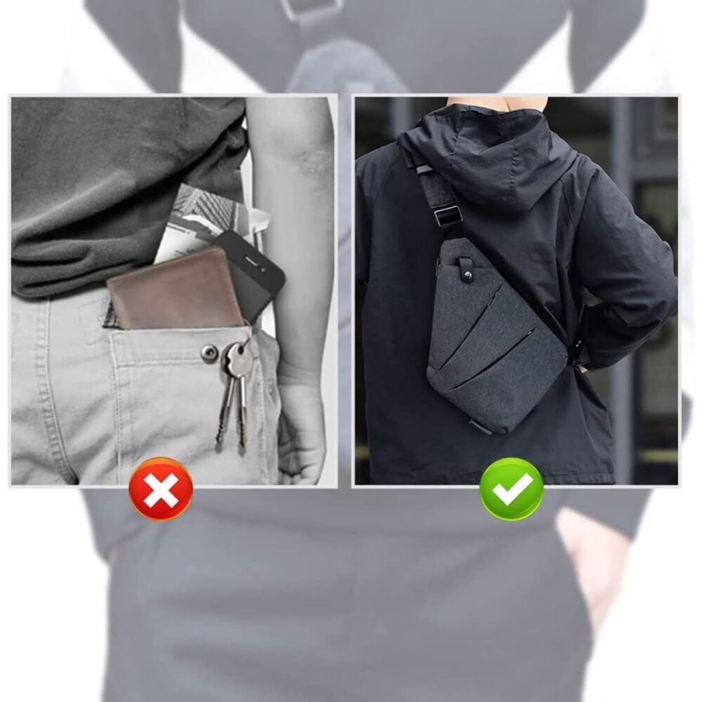 Lightweight Anti-Theft Crossbody Bag with Multiple Pockets - Sport Gray Style - Picture 8 of 8